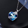 Fashion Blue Austrian Crystal 925 Sterling Silver Bijou Flower Necklace