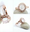 Fashion Oval Natural Moonstone Crystal Solid 925 Sterling Silver CZ Ring