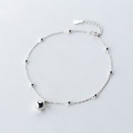 Simple Large Small Light Beads 925 Sterling Silver Anklet