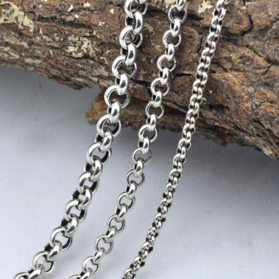 Vintage Flat Cable Thai Chain 925 Sterling Silver Necklace Men (20"/22"/24") - Click Image to Close