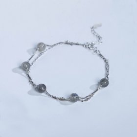 Holy Double Natural Moonstone 925 Sterling Silver Adjustable Bracelet