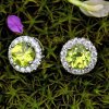 2.0ct Peridot natural August Birthstone plata de ley aretes de corte redondo pendientes