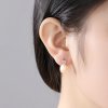 Round CZ Waterdrop Natural Pearl 925 Silver Stud Earrings