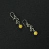 Trendy Natural Amber 925 Silver Dangling Earrings