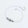 Beautiful Three Black Flowers 925 Sterling Silver Anklet