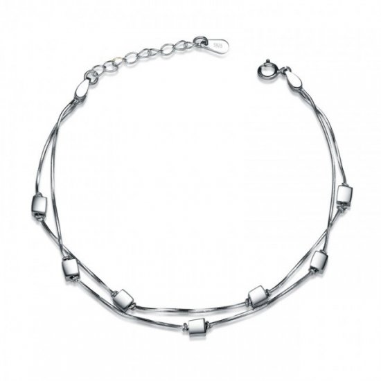 Simple Cubes 925 Sterling Silver Adjuatable Bracelet - Click Image to Close