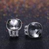 Simple Austrian Crystal Geometry Radiant CZ 925 Sterling Silver Stud Earrings