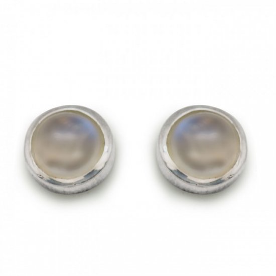 Natural Blue Moonstone Simple Elegant 925 Sterling Silver Stud Earrings - Click Image to Close