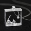 Fashion Cat Playing Ball 925 Sterling Silver Pendant