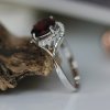 2017 Fashion Round Natural Garnet Solid 925 Sterling Silver CZ Ring