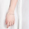 Woman Double Lines Shell Pearl 925 Sterling Silver Bracelet