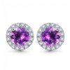 2.0ct Natural Amethyst Sterling Silver Zirconia Round-Cut Stud Earrings (5mm)