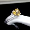 Heart Fashion Natural Citrine Solid 925 Sterling Silver Adjustable CZ Ring