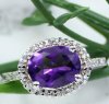 Fashion Oval Natural Amethyst CZ 925 Sterling Silver Ring