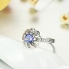 0.65ct Vintage Natural Tanzanite Sterling Silver Flower Adjustable Ring