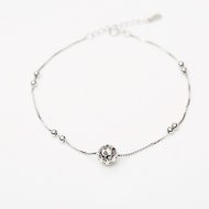 Simple Hollow Ball 925 Sterling Silver Anklet