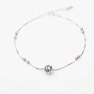 Simple Hollow Ball 925 Sterling Silver Anklet