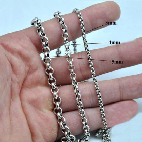 Vintage Flat Cable Thai Chain 925 Sterling Silver Necklace Men (20"/22"/24") - Click Image to Close