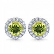 2.0ct Peridot natural August Birthstone plata de ley aretes de corte redondo pendientes