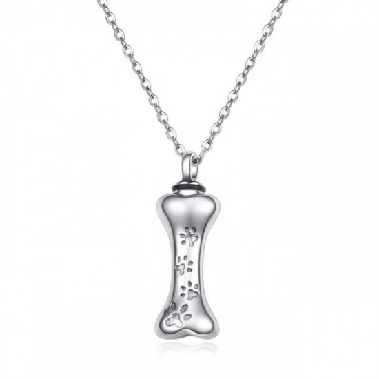 Anniversary Dog Bone 925 Sterling Silver Necklace Perfume/Ashes Holder - Click Image to Close