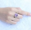 Fashion Oval Natural Amethyst Solid 925 Sterling Silver CZ Ring