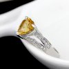 Heart Fashion Natural Citrine Solid 925 Sterling Silver Adjustable CZ Ring