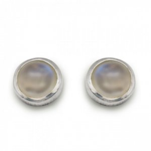 Natural Blue Moonstone Simple Elegant 925 Sterling Silver Stud Earrings