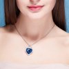 Fashion Blue Austrian Crystal 925 Sterling Silver Infinity Heart Necklace