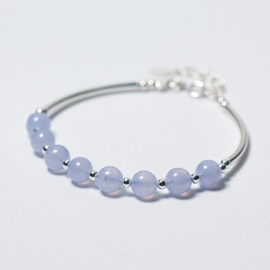 Fashion Natural Blue Sodalite Bead 925 Sterling Silver Bracelet - Click Image to Close