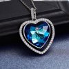 Sweet Austrian Crystal Heart Of Sea CZ 925 Silver Necklace