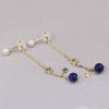 Natural Blue Lapis Star Elegant Prom 925 Sterling Silver Dangle Earrings