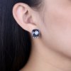 Simple Austrian Crystal Geometry Radiant CZ 925 Sterling Silver Stud Earrings