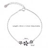 Beautiful Three Black Flowers 925 Sterling Silver Anklet