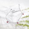 Simple Red Beads 925 Sterling Silver Adjustable Anklet