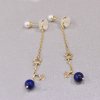 Natural Blue Lapis Star Elegant Prom 925 Sterling Silver Dangle Earrings