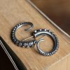 Retro Crimp Octopus Tentacles 925 Sterling Silver Hoop Earrings