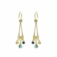 Bohemian Natural Gemstone 925 Sterling Silver Dangling Earrings