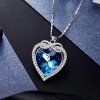 Fashion Blue Austrian Crystal 925 Sterling Silver Infinity Heart Necklace