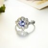 0.65ct Vintage Natural Tanzanite Sterling Silver Flower Adjustable Ring