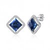 Simple Austrian Crystal Square CZ 925 Sterling Silver Stud Earrings