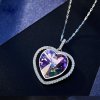 Sweet Austrian Crystal Heart Of Sea CZ 925 Silver Necklace