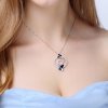 Flying Blue Butterfly Austrian Crystal CZ 925 Sterling Silver Necklace