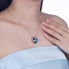 Elegant Blue Austrian Heart Crystal CZ 925 Sterling Silver Necklace