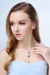 Flying Blue Butterfly Austrian Crystal CZ 925 Sterling Silver Necklace